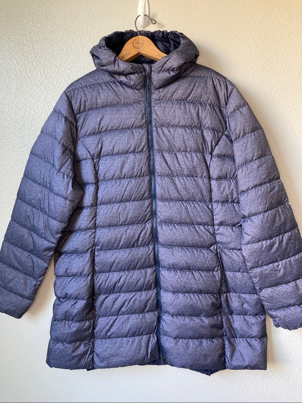 Eddie Bauer EB650 Down Jacket Blue Hooded Parka Puffer Coat Cirruslite sz XXL